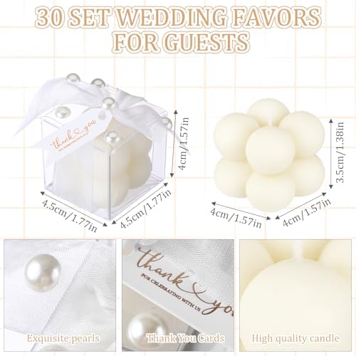Nuanchu 30 Sets Bridal Shower Favors White 1.6" Mini Bubble Candles - Image 2