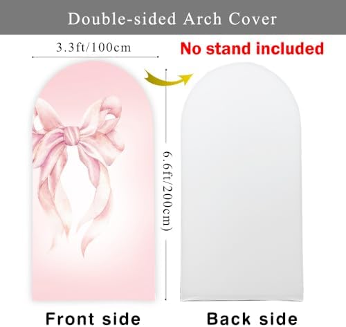 Pink Bow Arch Backdrop Cover Girls Bridal Baby Shower Birthday Party 6.6ft - Image 2