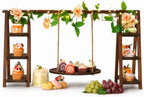 Wooden 3 Tier Cupcake Stand with Swing, String Lights, Rose Vine Decor by Unknown