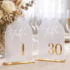 Frosted Arch Table Numbers 1-30 with Stands, Gold 3D Wedding Table Numbers by Unknown