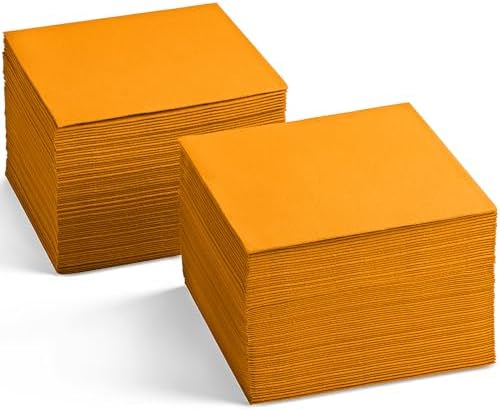 Disposable Linen-Feel Orange Napkins, 6.5" x 6.5" Paper Napkins For Wedding, Party, Dinner Or Holiday (100 Pack) by SERVIETTO