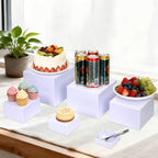 6 Pcs White Buffet Risers and Stands, Food Risers for Buffet Table, Display Stand Shelf for Party, Catering, Jewelry & Collectibles, White Acrylic Nesting Boxes for Food Display - Image 3