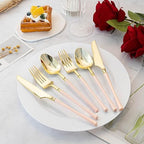 Lullaby 150PCS Heavy Duty Gold Plastic Silverware with Pink Handle - Image 7