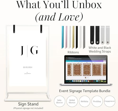 White Wedding Welcome Sign Stand with Holder - Elegant Metal Easel Display for Seating Chart, Reception Signs, Welcome Board - 30+ Customizable designs for Baby, Bridal Shower - Versatile Party Sign Holder - Image 2