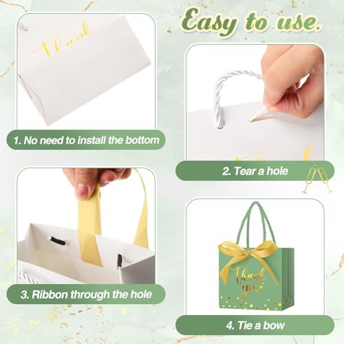 Jetec 45 Pcs Mini Thank You Gift Bag with Handle, Green/gold - Image 6