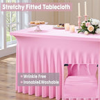 Spandex Tablecloth 6FT Rectangle Table Cover 6 Pack Pink Wrinkle-Free - Image 2