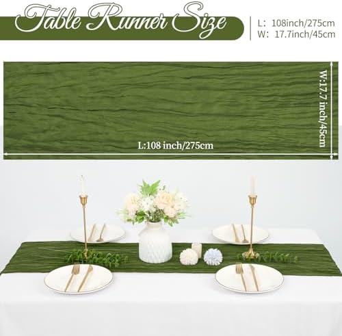 20 Pack Cheesecloth Table Runner 17 x 108 Inch, Olive Green - Image 2
