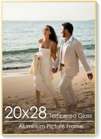 20x28 Metal Picture Frame, Aluminum Poster Frame with Real Glass, Gold by FLYJOE