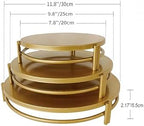 Gold 3Pcs Nesting Metal Cake Plate Stand Set 8" 10" 12" Dessert - Image 3