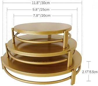 Gold 3Pcs Nesting Metal Cake Plate Stand Set 8" 10" 12" Dessert - Image 3