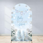 Baby It's Cold Outside Baby Shower Arch Backdrop Cover 6.6ft Winter Pastel Blue Boy Girl Party Snowflake Spandex Stretchy Fabric Arched Photo Background Welcome Sign Decorations 3.3x6.6ft by Unknown
