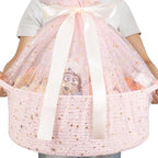 OIAHOMY Large Gift Basket Empty 17" x 12.6" x 7", Storage Basket with Gift Bag, Ribbon and Glitter Tulle for DIY Anytime, Toy Storage for Kids, Dogs with Handles in A Stylish Design - Pink by MasterofSpaceOptimization
