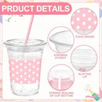 Sliner 50 Sets Pink Polka Dot Plastic Cups 16oz, Cartoon Mouse Party Favors - Image 2