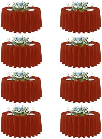sancua Thanksgiving Round Tablecloth 108 Inch, 8 Pack Burnt Orange Rust by sancua