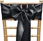 Pack of 50 Satin Black Chair Sashes Bows 7 X 108 Inch Universal Chair Ties Ribbons for Wedding Ceremony Party Banquet Restaurant Event Decorations - Black Chair Sashes 50 Pack by ZSJFMF