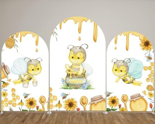 Cute Honey Bee Arch Stretchy Fabric Covers Honey Honeypot Arched Stand Cover for Birthday Party Baby Shower Decoration Props(Only Cover) - Image 3