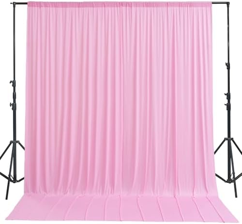 10x16ft Baby Pink Backdrop Curtain for Party, 2 Panels Wrinkle Free 16 Foot Long Polyester Photo Backdrop Drapes Photography Background for Wedding Birthday Gathing - Image 2