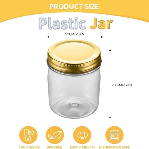 novelinks 8 oz Plastic Mason Jars and Clear Plastic Jars with Lids 8 oz - Image 2