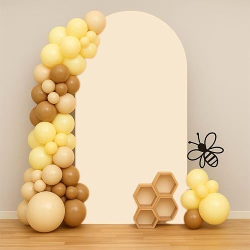Happy Bee Days Celebration Beige Solid Arch Backdrop Stand Covers Sweet Bees Yellow Party Decorations 3x6ft Arches Backdrop Fabric Cover Supplies Kids Baby Shower Decors by HISDH