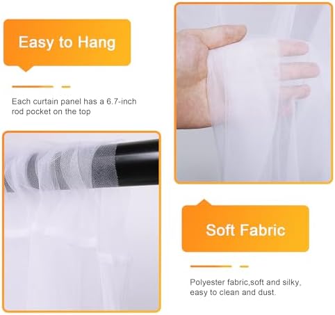 Tulle Backdrop Curtains with Lights Sheer White Curtain Backdrop 10x10ft - Image 3