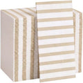 100 Pack Striped Linen-feel Napkins Bulk Striped, Beige by Janlaugh
