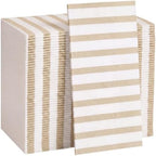100 Pack Striped Linen-feel Napkins Bulk Striped, Beige by Janlaugh