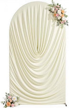 7.2FT Beige Arch Backdrop Cover Wedding Draped Arch Cover, Stretchy Spandex Balloon Backdrop Arch Stand Covers for Wedding Ceremony, Baby Shower, Photography Birthday Party Decorations by Besutolife