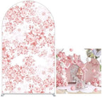 Pink Flower Arched Backdrop Covers Double-Sided Stretchy Arch Stand Cover for Girls Birthday Baby Shower Parties Decoration Props(No Stand!) - Image 5