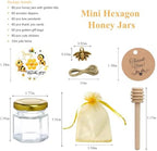 IIKUM 60 Pack 1.5 oz Hexagon Mini Glass Honey Jars with Wooden Dippers, Bee Pendants, Gift Bags, Thank You Cards, Jutes and Cute stickers- Perfect for Baby Shower, Wedding Favors and Party Favors - Image 2
