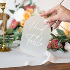 Frosted Arch Acrylic Table Numbers for Wedding Reception - 5" x 7" White Font Centerpiece Set with Holder Stands & Head Table Sign - Anniversary, Event, Party, Wedding set 1-15 - Image 3