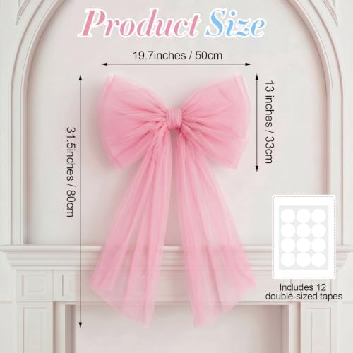 6 Pcs Large Pink and Blue Mesh Bows for Backdrop 31.5"x19.7" - Image 3