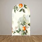 Blush Pink Floral Arch Covers Stretchy Backdrop Citrus Lemon A Little Cutie is on The Way Arch Background Baby Shower Party Decoration (8x4.6ft(240x140cm),GX-2893) - Image 2