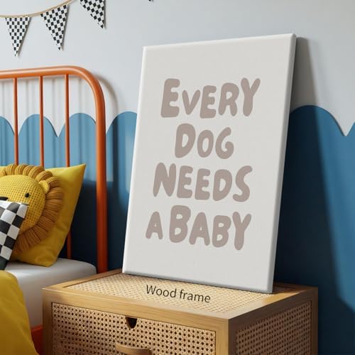 Wrapped Framed Fun Kids Quotes Canvas Posters Every Dog Needs A Baby Wall Art Modern Trendy Minimalist Toddler Prints Playing Print For Nursery Room Wall Decor 24x36 inch - Image 4