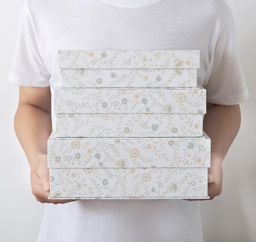 Soul & Lane - Decorative Storage Boxes with Lids, Set of 3, Ivory Lace - Image 2
