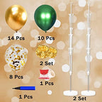 Cicicooie Balloon Column Stand Kit for Floor with String Light 2 Set Gold and Green Centerpieces Balloon Holder Decoration for Opening Adult Birthday Party Men Bachelor Party - Image 2