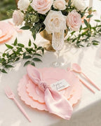 150Pcs Pink Plastic Plates Heavy Duty Dinnerware Set for Party - Image 3