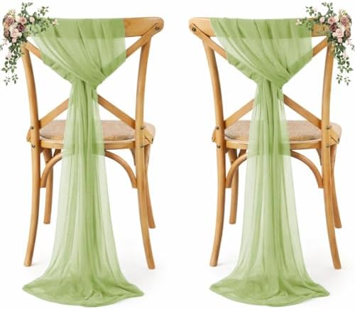 MDS Pack of 125 Chiffon Chair Sashes for Wedding & Event Décor - Sage Green by MDS
