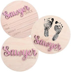 Personalized Birth Announcement, 3D Stat, Footprint & Name Plaque, Newborn Sign for Hospital, Pregnancy Photo Prop, Gender Reveal (Stat + Footprint + Name Sign) by Handmade