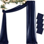 Sheer Gauze Wedding Arch Draping Fabric 29" x 20 FT 4 Panels Navy Blue by MLMC