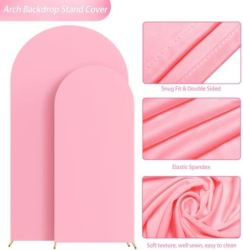 Wokceer Arch Backdrop Cover 7.2FT, 6FT Pink Arch Covers Stretchy Backdrop - Image 5
