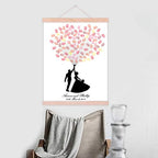 DIY Fingerprints Wedding Sign in Guest Book Canvas Groom and Bride Painting with Wooden Hanger Personalized Wedding Gift for Couple Anniversary Party Decorstions-80x120cm - Image 4