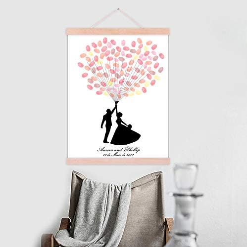 DIY Fingerprints Wedding Sign in Guest Book Canvas Groom and Bride Painting with Wooden Hanger Personalized Wedding Gift for Couple Anniversary Party Decorstions-80x120cm - Image 4