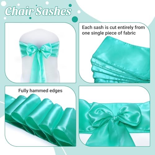 MDS® Pack of 150 Satin Chair Sashes for Wedding & Events – Sea Green - Image 5