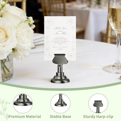 Urban Deco 24 Pieces Table Card Holder Place Card Holders 1.7 inches Gold Steel Card Holders for Photos, Food Signs, Memo Notes, Weddings, Restaurants, Birthday(Balck 24PK) - Image 3