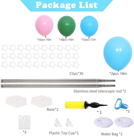 2‑Set Light Blue Sage Green Macaron Pink Balloon Column Kit for Baby Shower - Image 3