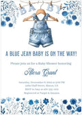 Blue Jean Baby Shower Invitation, Denim Baby Boy Theme, Custom Printed Invitations with Envelopes by Handmade