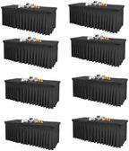 Shillance 8 Packs Black Spandex Table Covers 8 Foot, Fitted Stretch Table Cloth with Skirts 96x30 Inch, Wrinkle-Free Floor Length Rectangle Tablecloths for Weddings Parties Banquets Events by Shillance