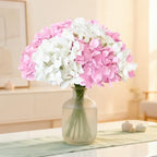 100 Pcs Faux White Pink Hydrangea Artificial Flowers Bulk, Fake Silk Hydrangea Flowers Heads with Stems for Wedding Decorations Garden Party Baby Shower Porch Home Decor Table Centerpieces - Image 6