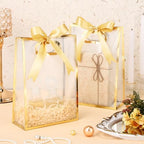 Aliceset 24 Pcs Clear Plastic Gift Bag with Handles,Gold Foil - Image 4