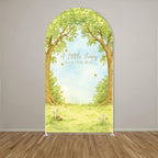 A Little Honey is on The Way Baby Shower Arch Backdrop - Bee/Honeycomb/Jungle Themed Watercolor Party Banner, Photo Booth Background for Newborn Celebration Decor (Twin Trees,6FT) - Image 2